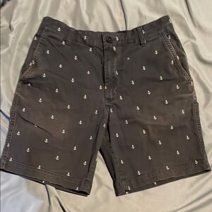 Gray Anchor Print Shorts